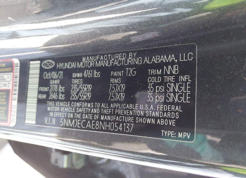 Photo 9 of 2022 Hyundai Tucson LIMITED (VIN 5NMJECAE8NH054137)