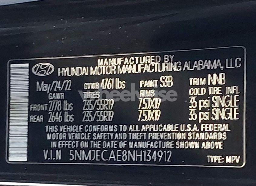 Photo 9 of 2022 Hyundai Tucson LIMITED (VIN 5NMJECAE8NH134912)