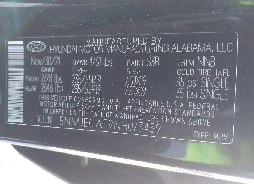 Photo 9 of 2022 Hyundai Tucson LIMITED (VIN 5NMJECAE9NH073439)