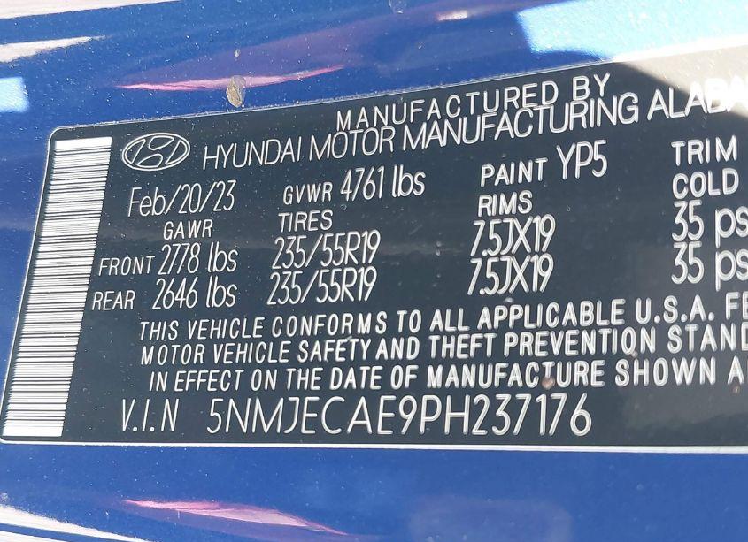 Photo 9 of 2023 Hyundai Tucson LIMITED (VIN 5NMJECAE9PH237176)