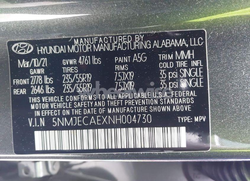 Photo 9 of 2022 Hyundai Tucson LIMITED (VIN 5NMJECAEXNH004730)