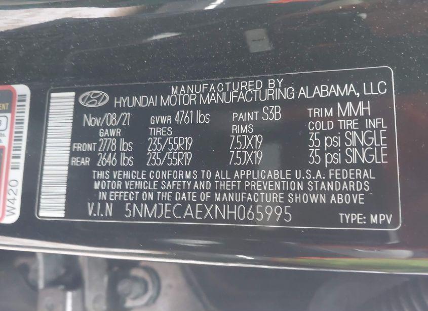 Photo 9 of 2022 Hyundai Tucson LIMITED (VIN 5NMJECAEXNH065995)