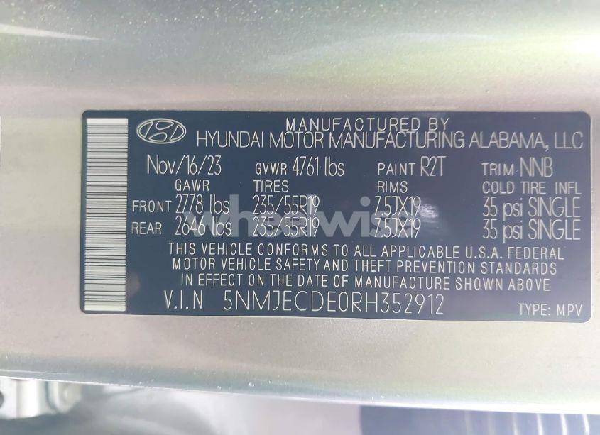 Photo 9 of 2024 Hyundai Tucson LIMITED (VIN 5NMJECDE0RH352912)