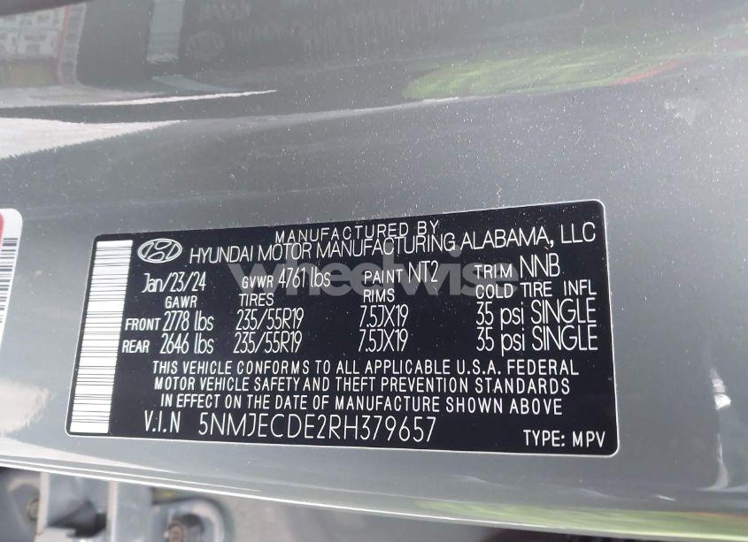 Photo 9 of 2024 Hyundai Tucson LIMITED (VIN 5NMJECDE2RH379657)