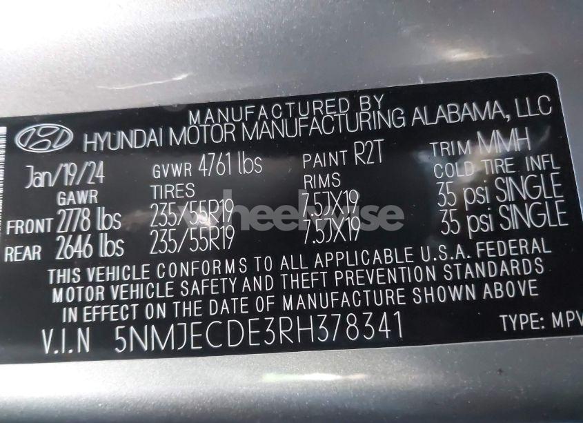 Photo 9 of 2024 Hyundai Tucson LIMITED (VIN 5NMJECDE3RH378341)