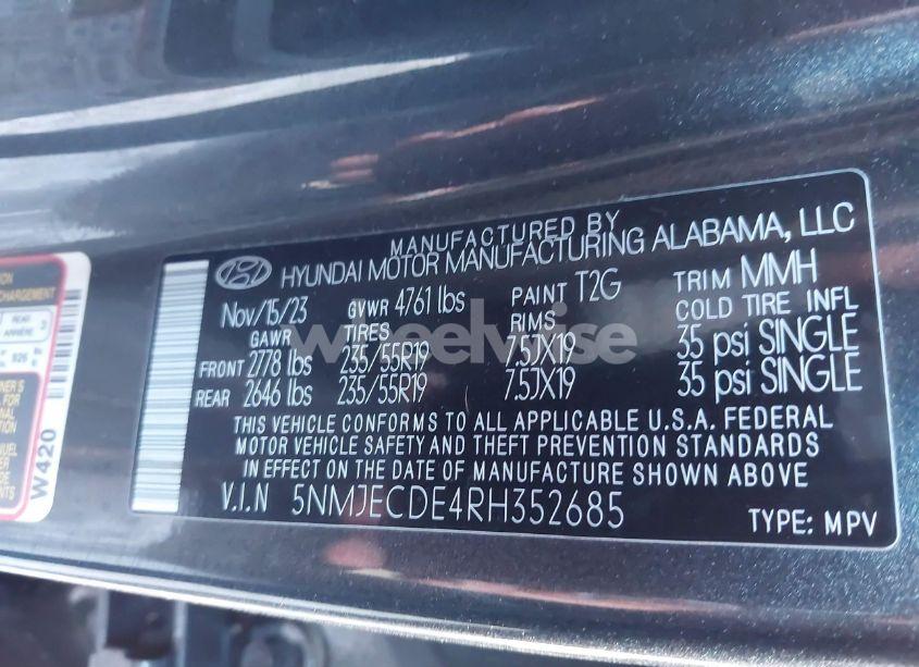Photo 9 of 2024 Hyundai Tucson LIMITED (VIN 5NMJECDE4RH352685)