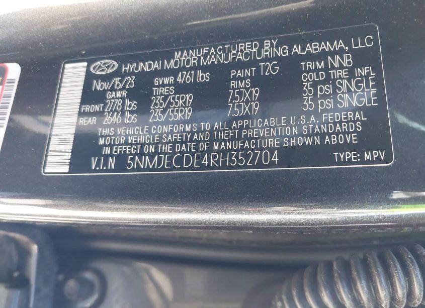 Photo 9 of 2024 Hyundai Tucson LIMITED (VIN 5NMJECDE4RH352704)