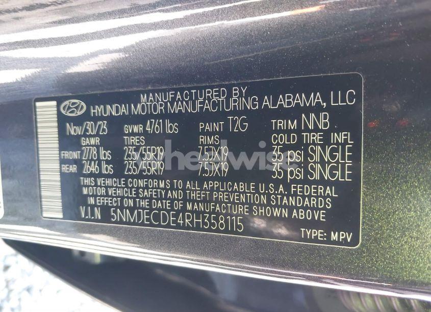 Photo 9 of 2024 Hyundai Tucson LIMITED (VIN 5NMJECDE4RH358115)