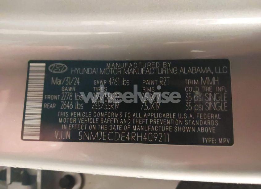 Photo 9 of 2024 Hyundai Tucson LIMITED (VIN 5NMJECDE4RH409211)