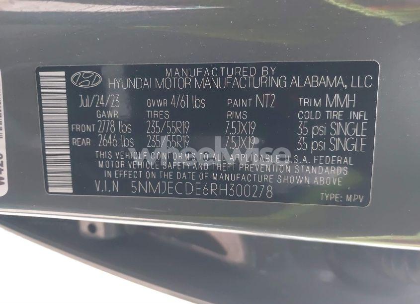 Photo 9 of 2024 Hyundai Tucson LIMITED (VIN 5NMJECDE6RH300278)