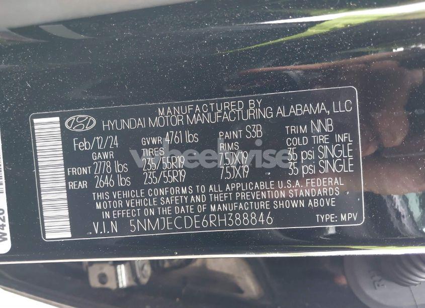 Photo 9 of 2024 Hyundai Tucson LIMITED (VIN 5NMJECDE6RH388846)
