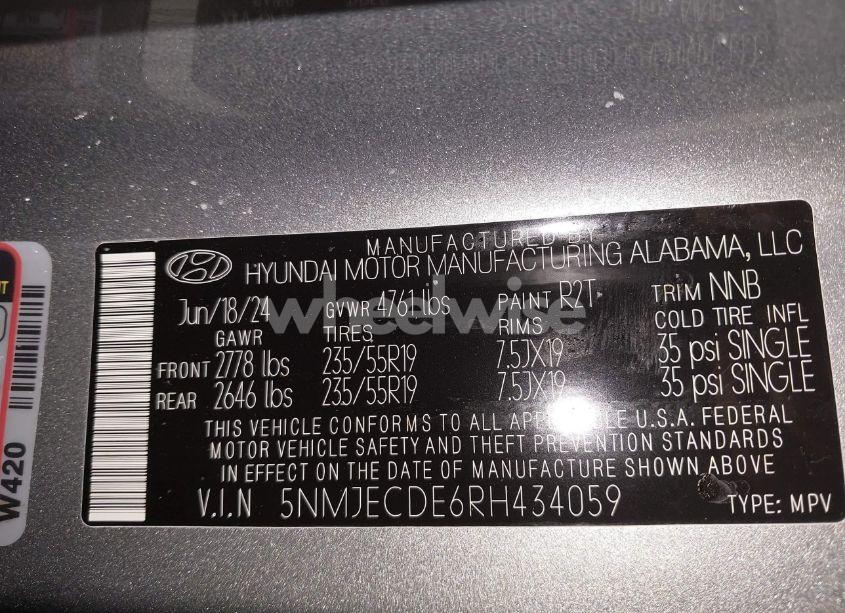 Photo 9 of 2024 Hyundai Tucson LIMITED (VIN 5NMJECDE6RH434059)