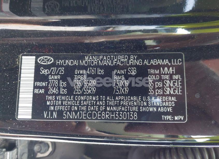 Photo 9 of 2024 Hyundai Tucson LIMITED (VIN 5NMJECDE8RH330138)