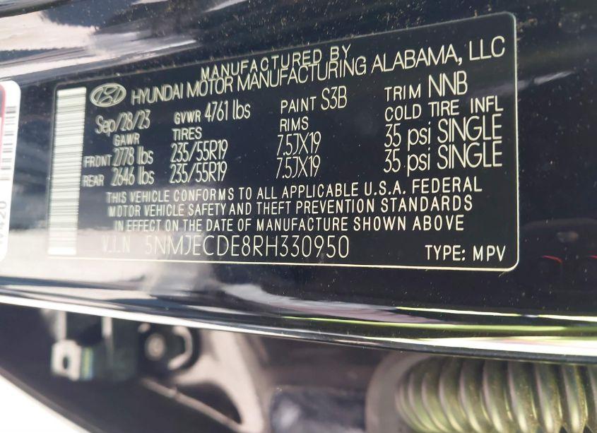 Photo 9 of 2024 Hyundai Tucson LIMITED (VIN 5NMJECDE8RH330950)