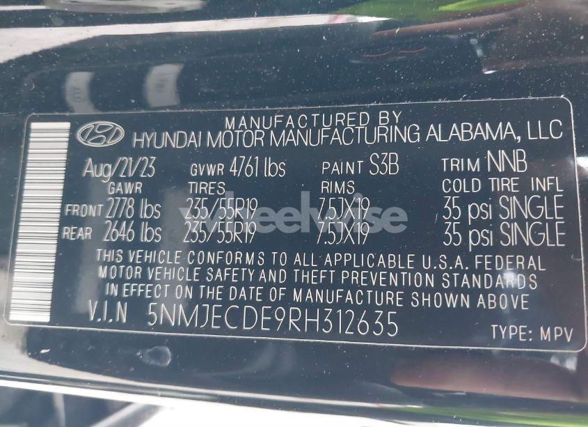 Photo 9 of 2024 Hyundai Tucson LIMITED (VIN 5NMJECDE9RH312635)