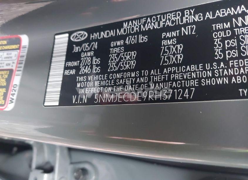 Photo 9 of 2024 Hyundai Tucson LIMITED (VIN 5NMJECDE9RH371247)