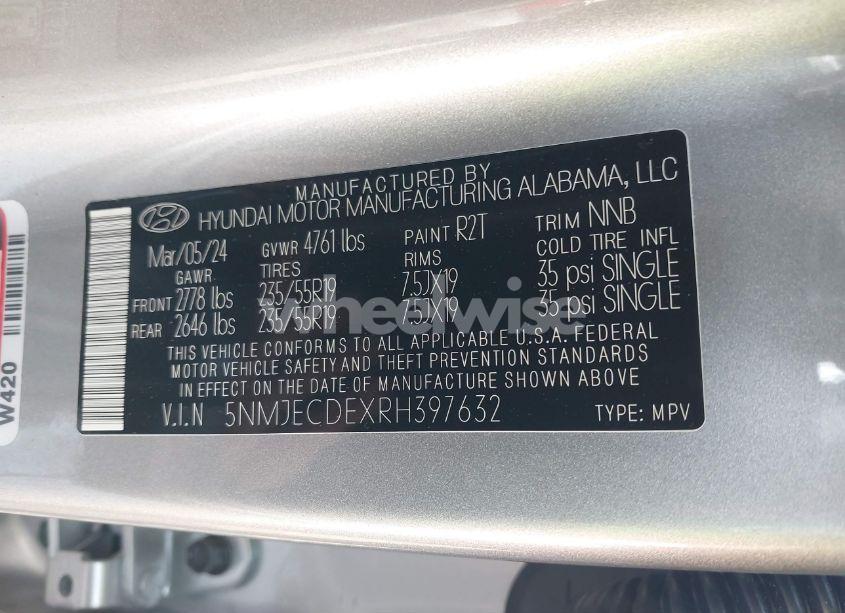 Photo 9 of 2024 Hyundai Tucson LIMITED (VIN 5NMJECDEXRH397632)