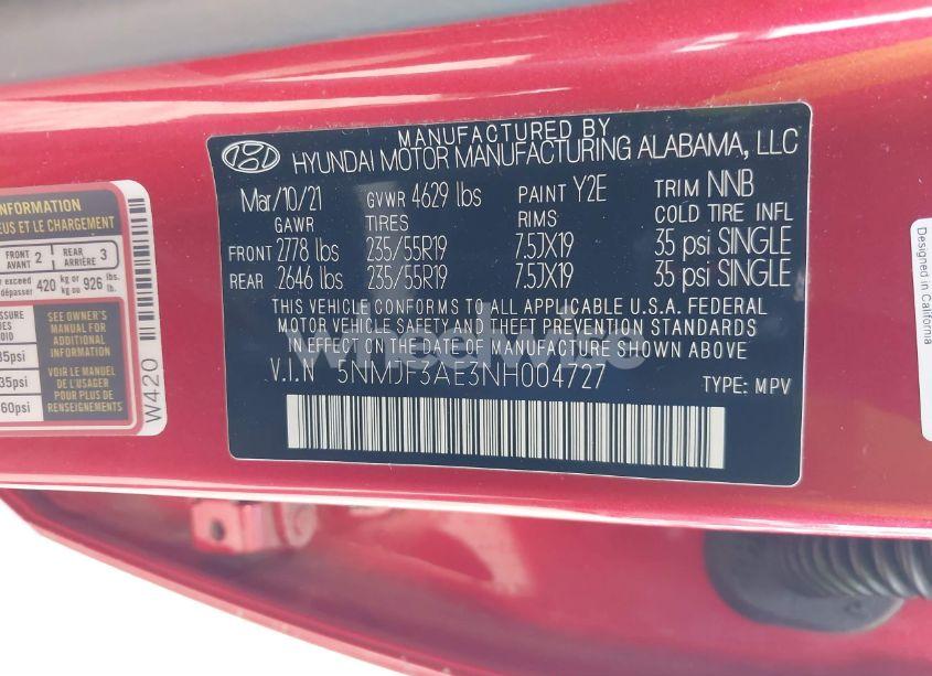 Photo 9 of 2022 Hyundai Tucson SEL (VIN 5NMJF3AE3NH004727)