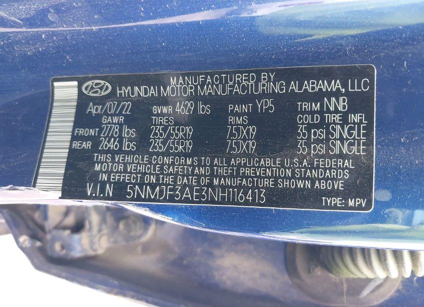 Photo 9 of 2022 Hyundai Tucson SEL (VIN 5NMJF3AE3NH116413)