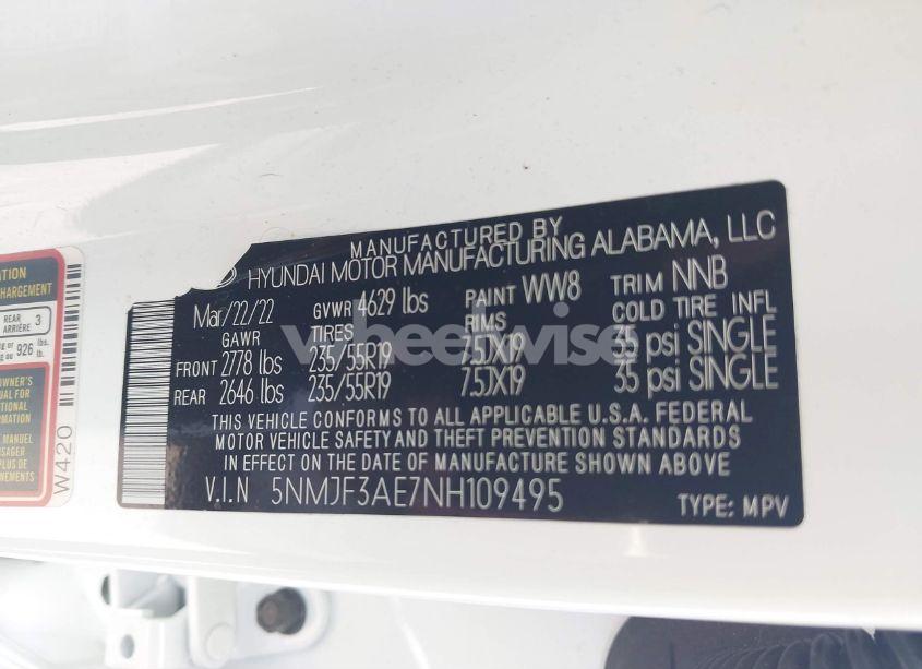 Photo 9 of 2022 Hyundai Tucson SEL (VIN 5NMJF3AE7NH109495)