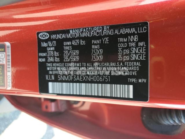 Photo 2 of 2022 HYUNDAI TUCSON SEL (VIN 5NMJF3AEXNH006751)