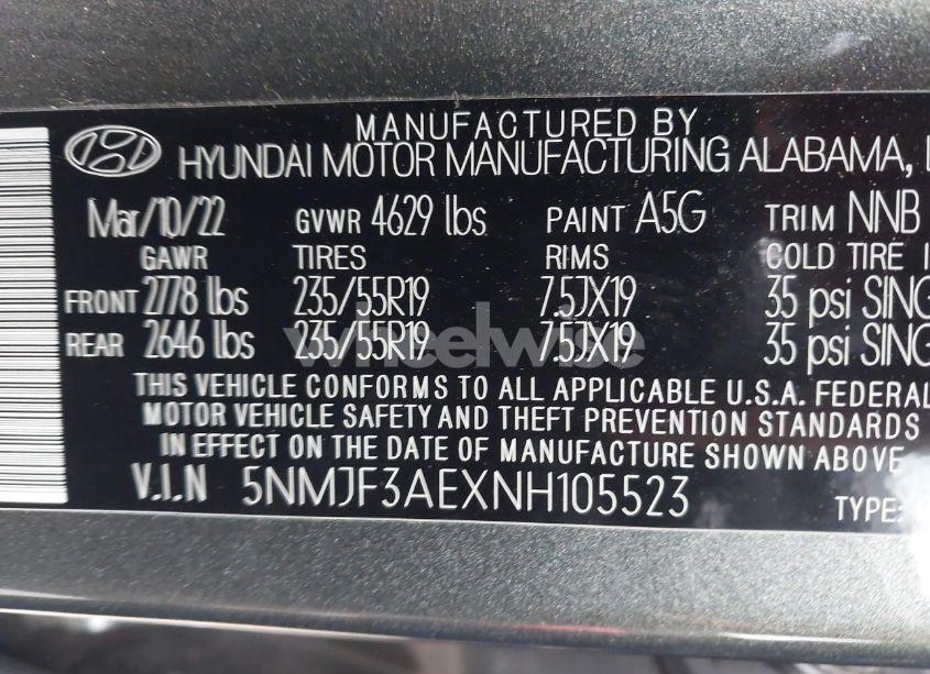 Photo 9 of 2022 Hyundai Tucson SEL (VIN 5NMJF3AEXNH105523)