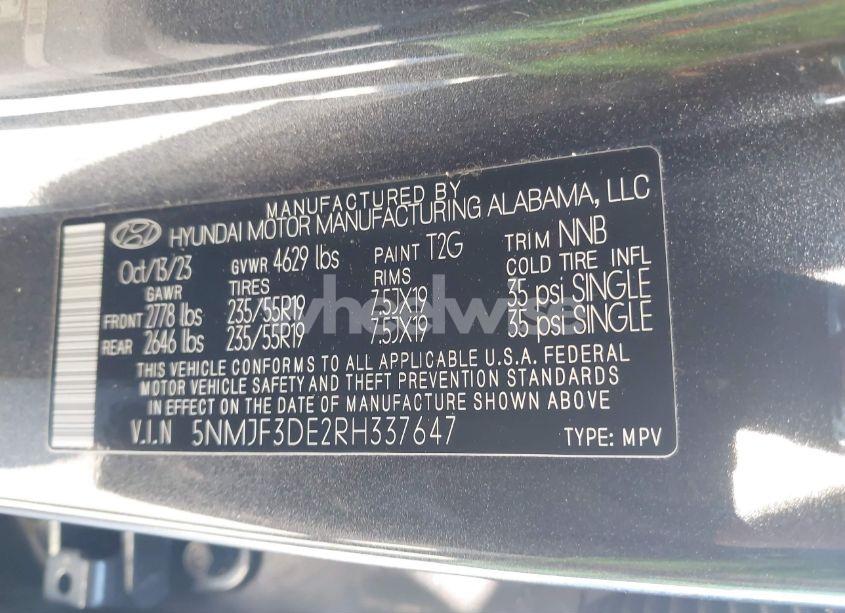 Photo 9 of 2024 Hyundai Tucson SEL (VIN 5NMJF3DE2RH337647)