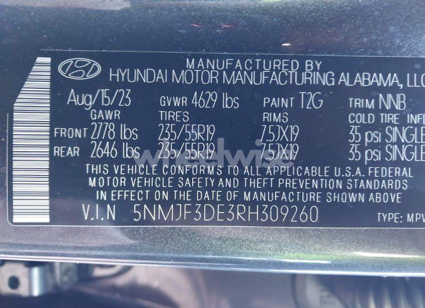 Photo 9 of 2024 Hyundai Tucson SEL (VIN 5NMJF3DE3RH309260)
