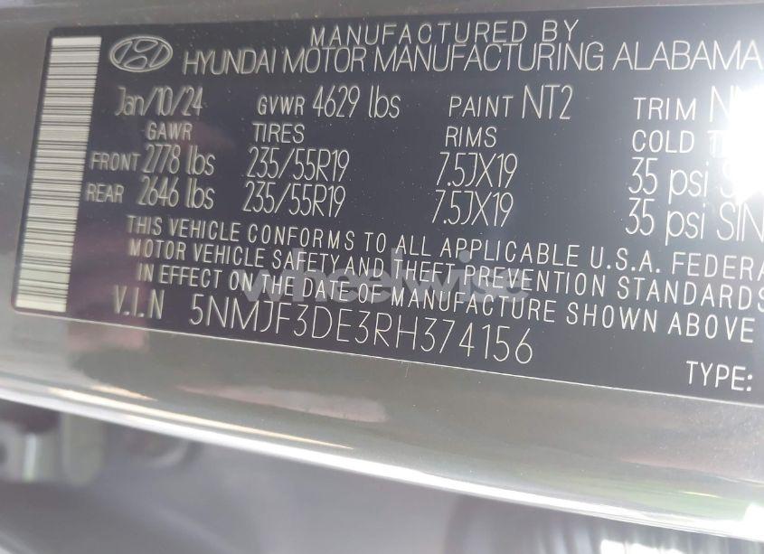 Photo 9 of 2024 Hyundai Tucson SEL (VIN 5NMJF3DE3RH374156)