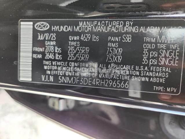 Photo 12 of 2024 HYUNDAI TUCSON SEL (VIN 5NMJF3DE4RH296566)