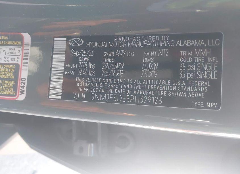 Photo 9 of 2024 Hyundai Tucson SEL (VIN 5NMJF3DE5RH329123)