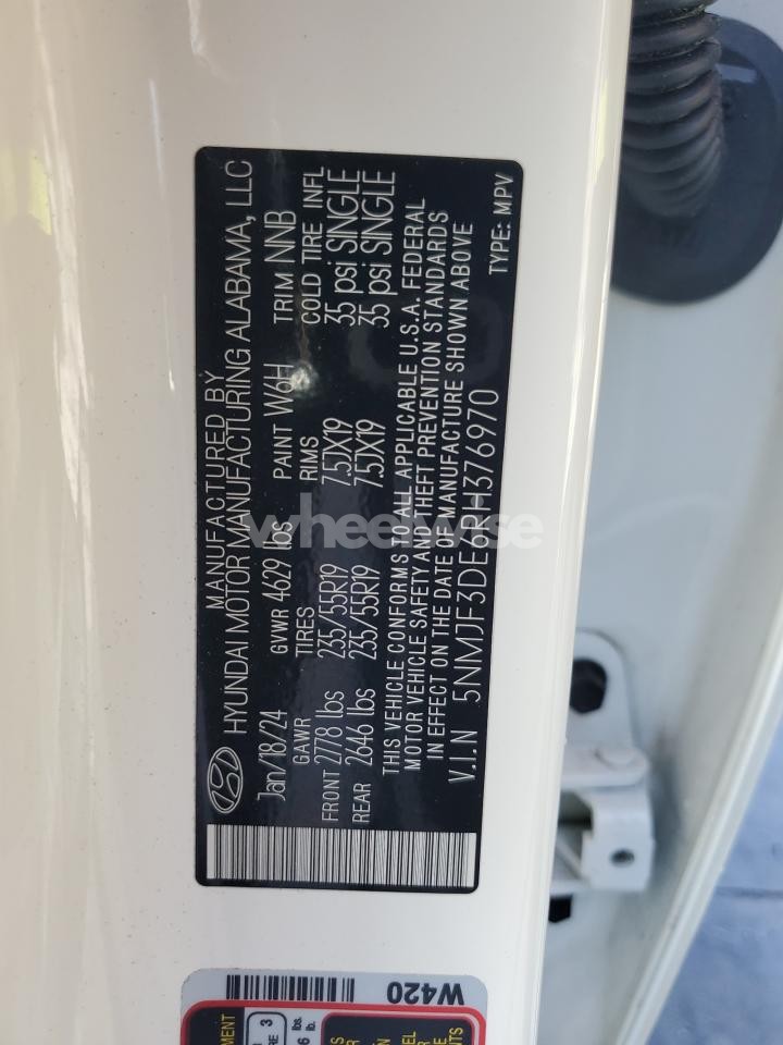 Photo 13 of 2024 HYUNDAI TUCSON SEL (VIN 5NMJF3DE6RH376970)