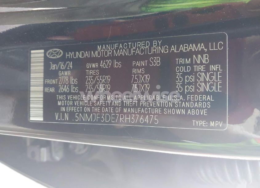 Photo 9 of 2024 Hyundai Tucson SEL (VIN 5NMJF3DE7RH376475)