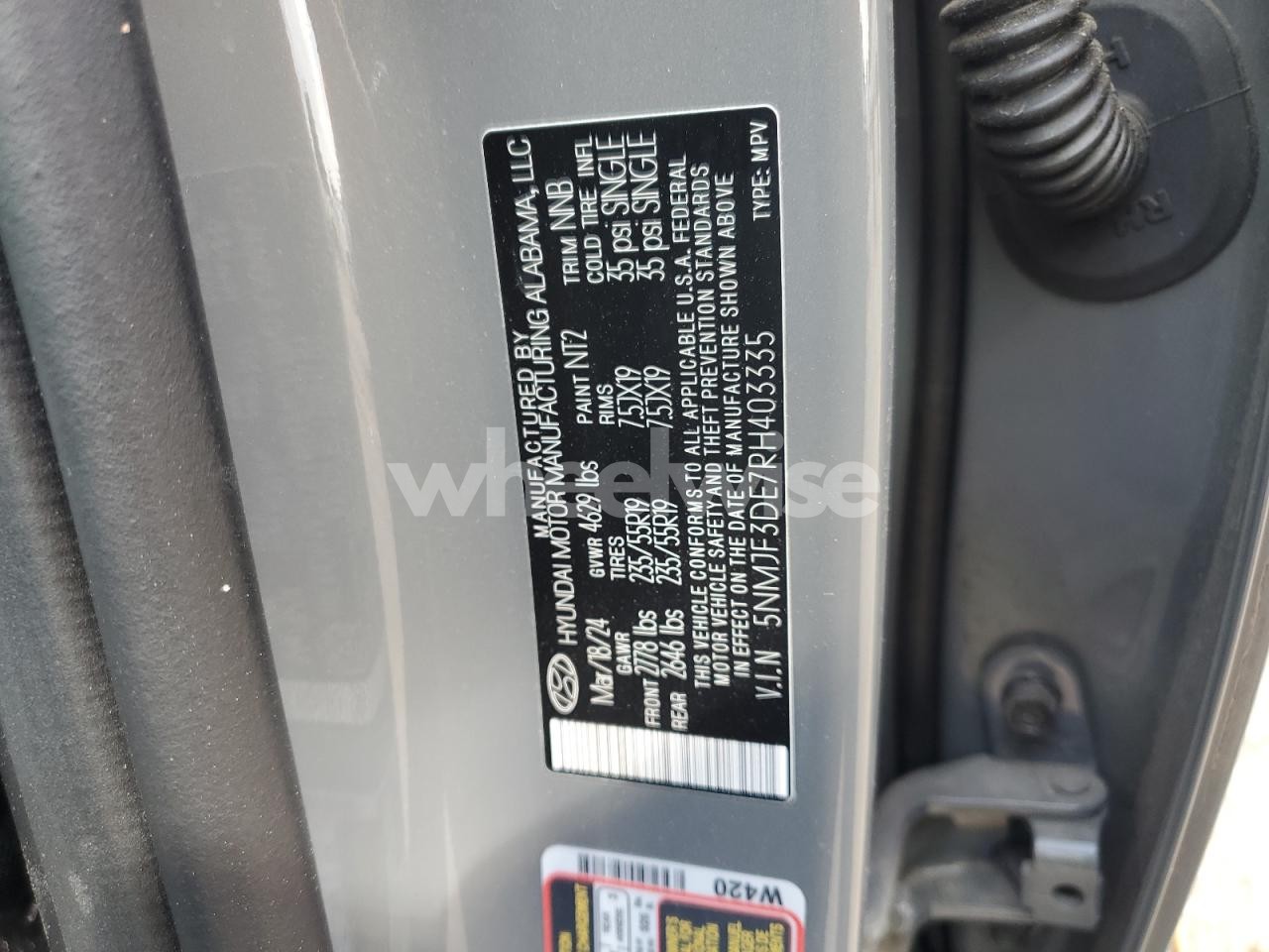 Photo 13 of 2024 HYUNDAI TUCSON SEL (VIN 5NMJF3DE7RH403335)