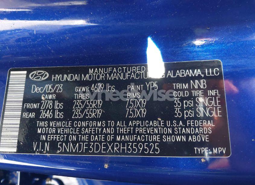 Photo 9 of 2024 Hyundai Tucson SEL (VIN 5NMJF3DEXRH359525)