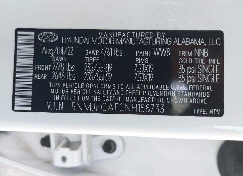 Photo 9 of 2022 Hyundai Tucson SEL (VIN 5NMJFCAE0NH158733)