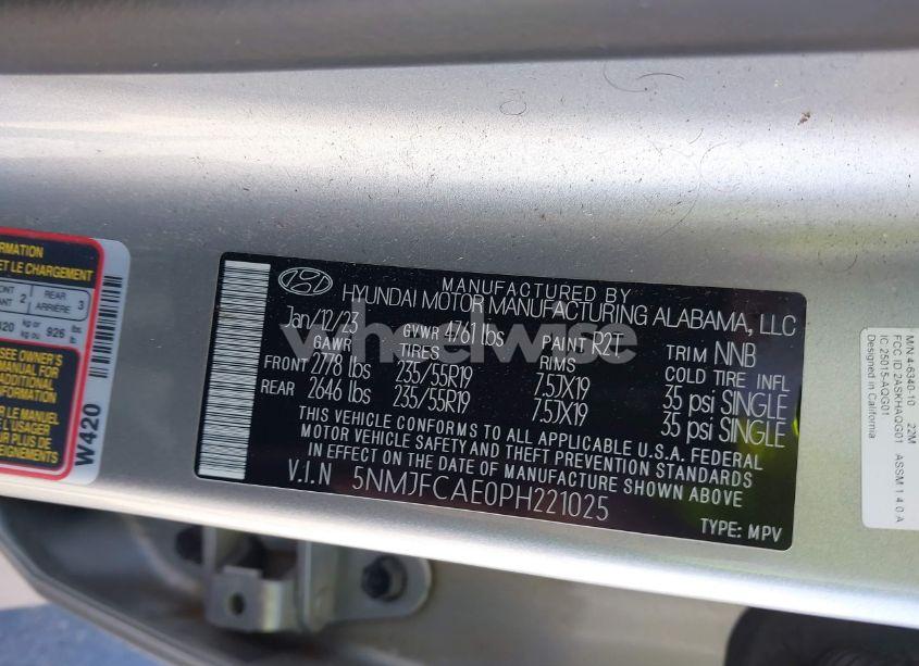 Photo 9 of 2023 Hyundai Tucson SEL (VIN 5NMJFCAE0PH221025)