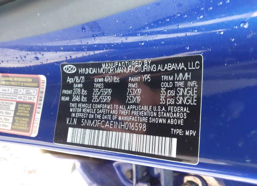 Photo 9 of 2022 Hyundai Tucson SEL (VIN 5NMJFCAE1NH016598)