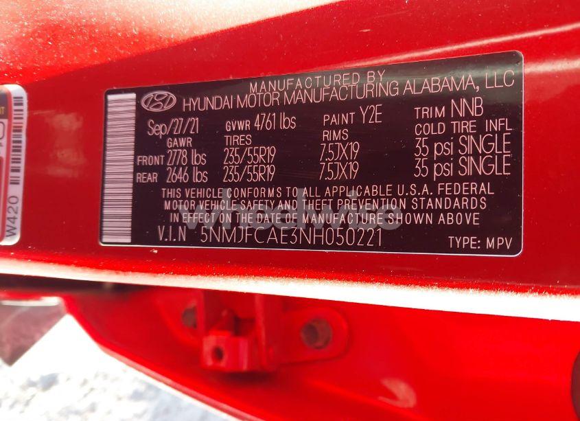 Photo 9 of 2022 Hyundai Tucson SEL (VIN 5NMJFCAE3NH050221)