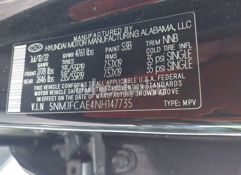 Photo 9 of 2022 Hyundai Tucson SEL (VIN 5NMJFCAE4NH147735)