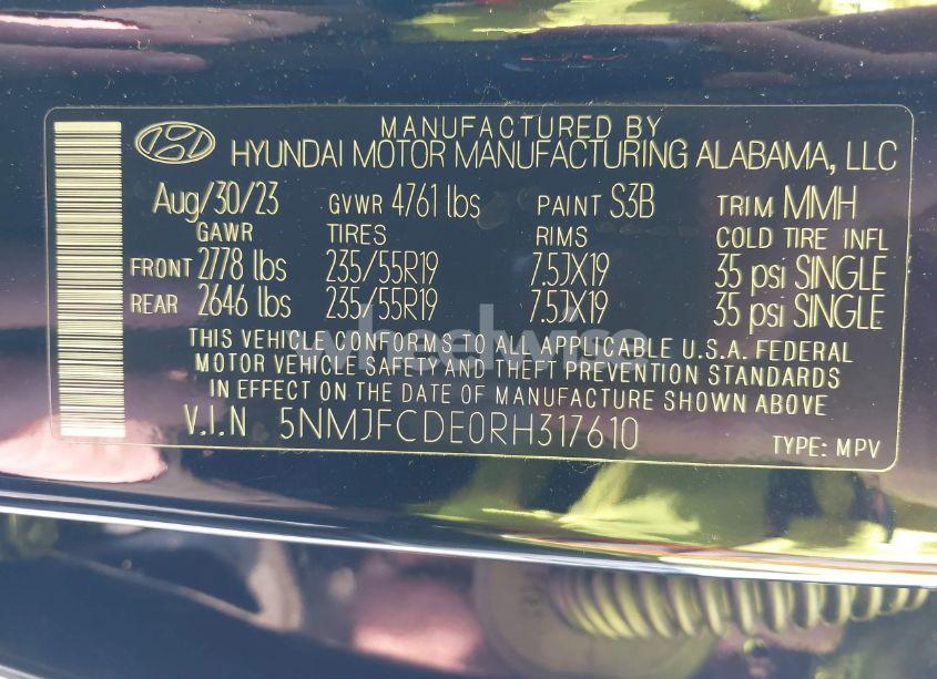 Photo 9 of 2024 Hyundai Tucson SEL (VIN 5NMJFCDE0RH317610)