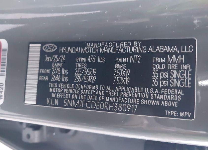 Photo 9 of 2024 Hyundai Tucson SEL (VIN 5NMJFCDE0RH380917)