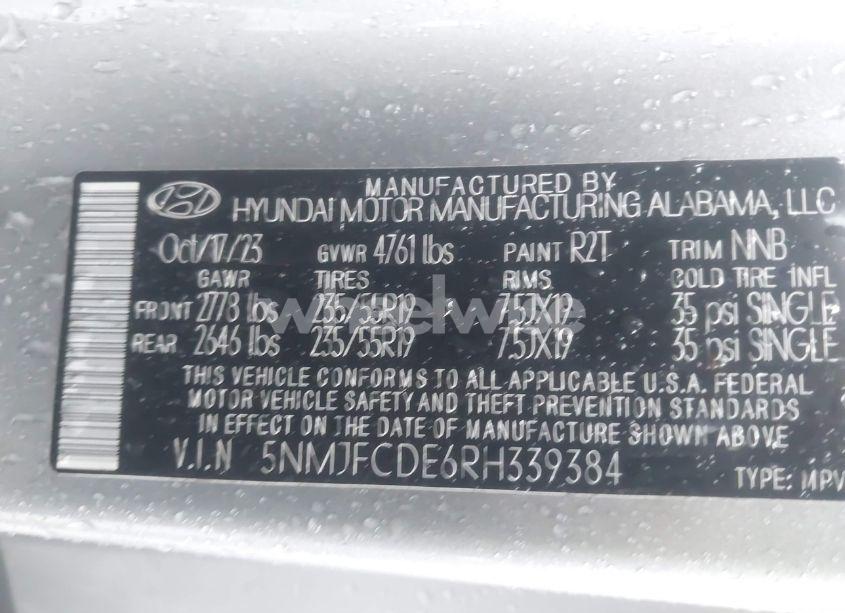 Photo 9 of 2024 Hyundai Tucson SEL (VIN 5NMJFCDE6RH339384)