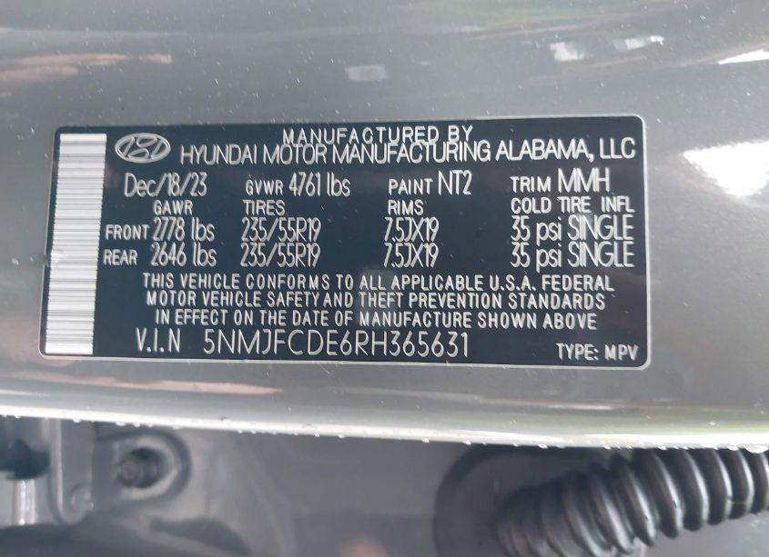 Photo 9 of 2024 Hyundai Tucson SEL (VIN 5NMJFCDE6RH365631)