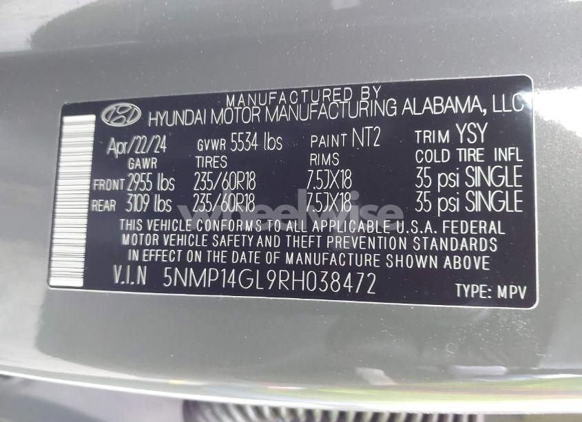 Photo 9 of 2024 Hyundai Santa FE SE (VIN 5NMP14GL9RH038472)