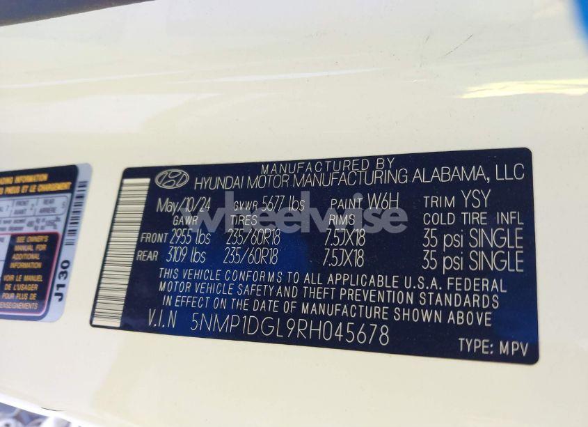 Photo 9 of 2024 Hyundai Santa FE SE (VIN 5NMP1DGL9RH045678)