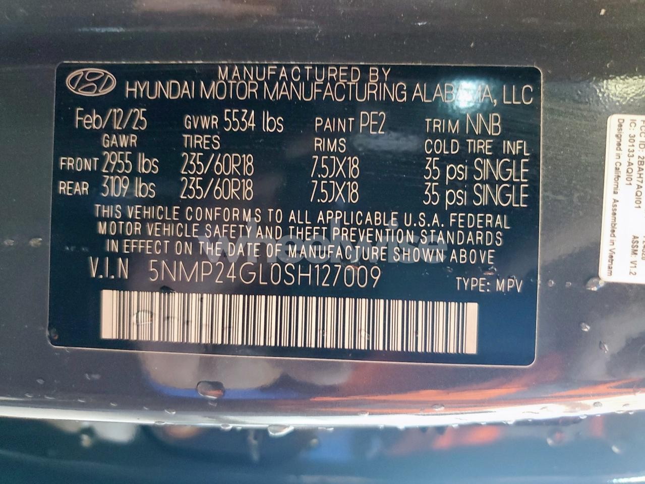 Photo 13 of 2025 HYUNDAI SANTA FE SEL (VIN 5NMP24GL0SH127009)