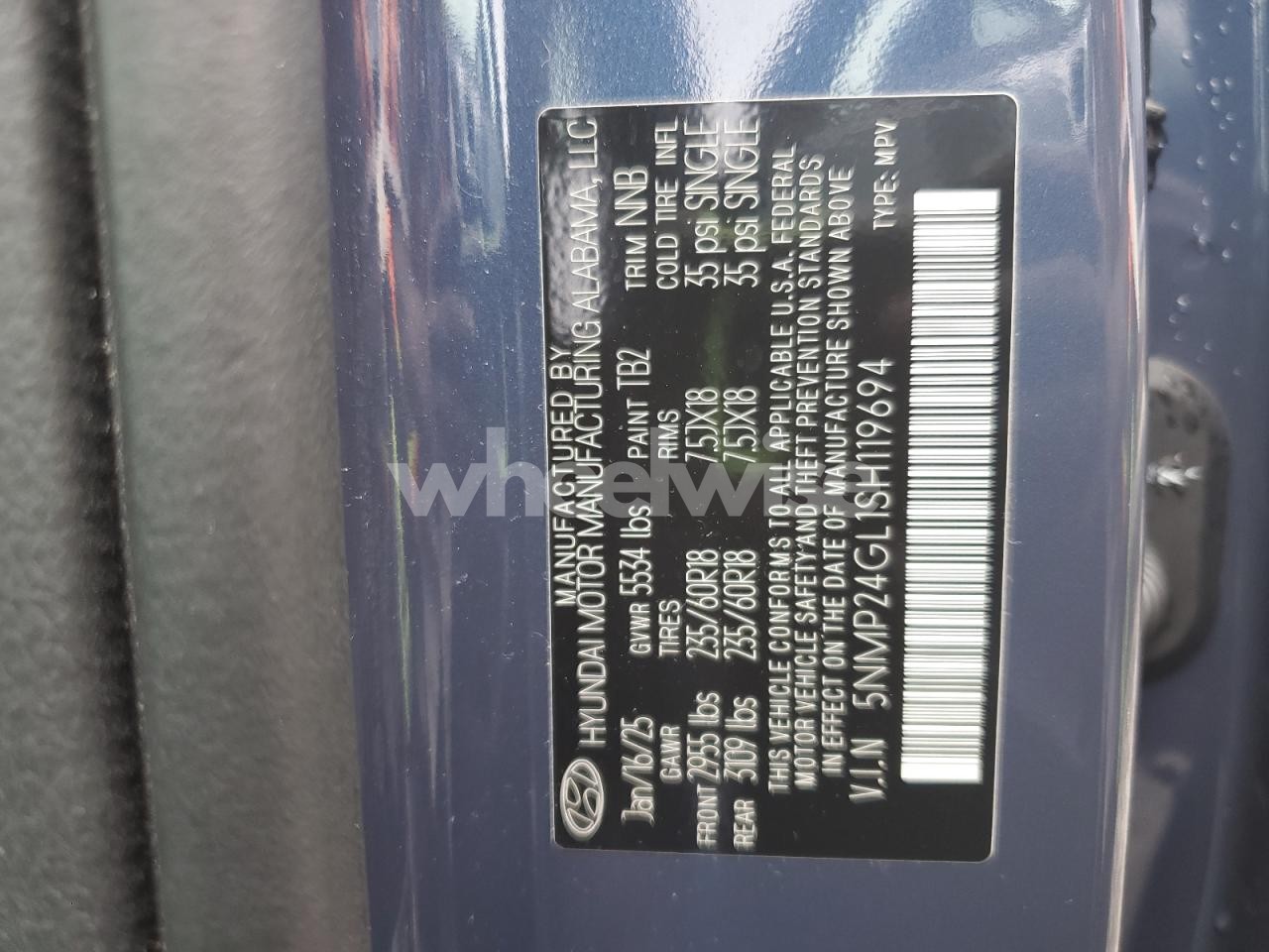 Photo 13 of 2025 HYUNDAI SANTA FE SEL (VIN 5NMP24GL1SH119694)