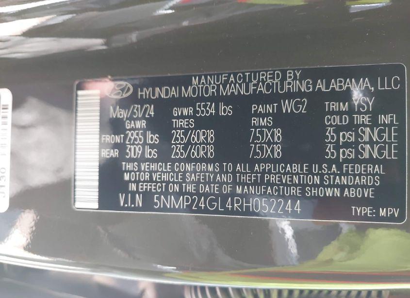 Photo 9 of 2024 Hyundai Santa FE SEL (VIN 5NMP24GL4RH052244)