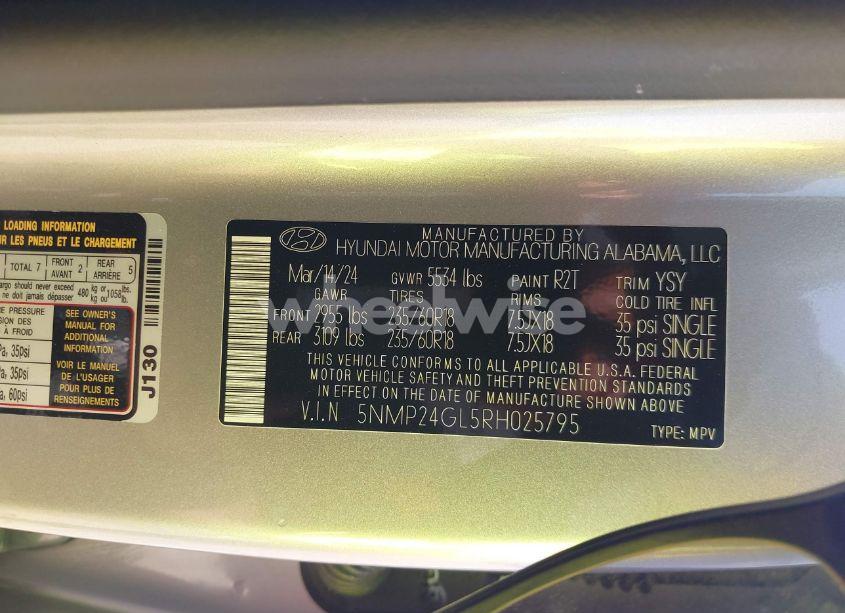 Photo 9 of 2024 Hyundai Santa FE SEL (VIN 5NMP24GL5RH025795)